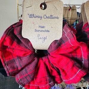 Whimsy Creations Red Plaid Hair Scrunchie